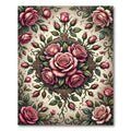 Vintage Blush Rose Medallion Floral Rug