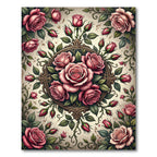 Vintage Blush Rose Medallion Floral Rug