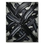 Bold Black Abstract Impasto Stroke Rug