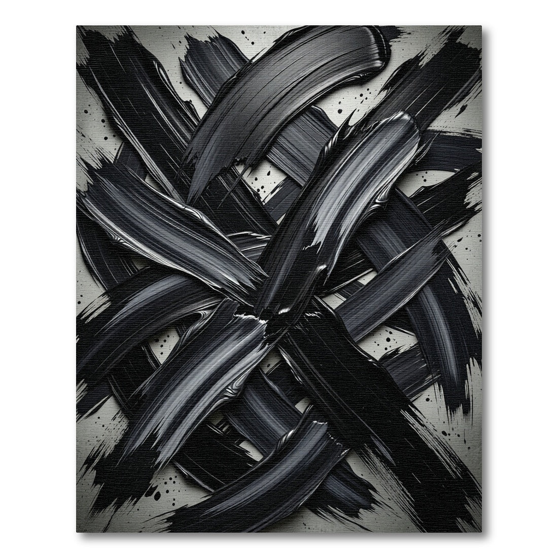 Bold Black Abstract Impasto Stroke Rug