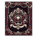 Ornate Burgundy Cream Rococo Shell Medallion Rug