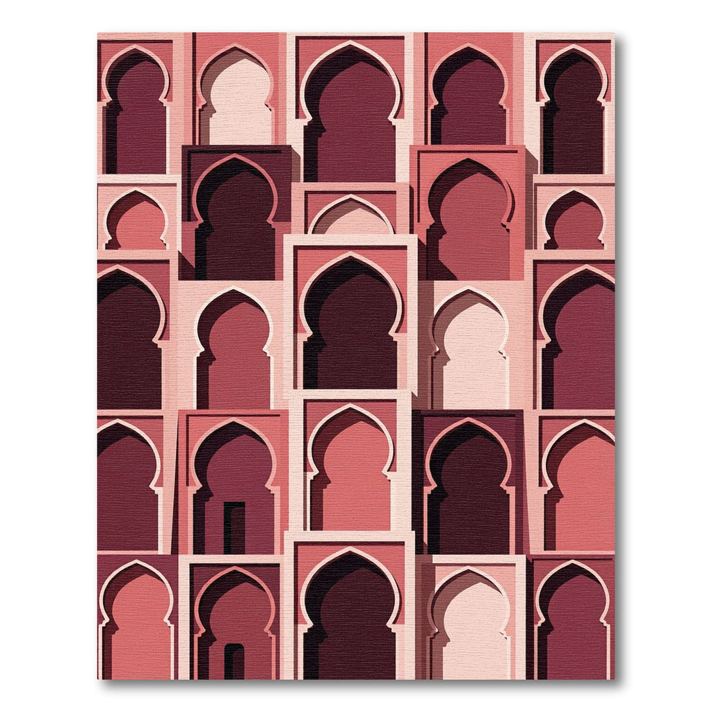 Rose Pink Arabesque Arch Pattern Rug