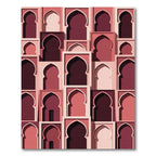 Rose Pink Arabesque Arch Pattern Rug