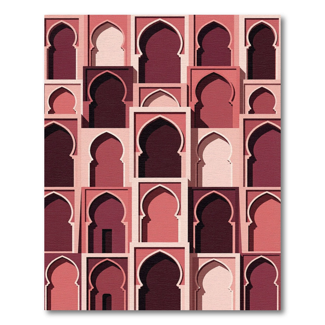 Rose Pink Arabesque Arch Pattern Rug