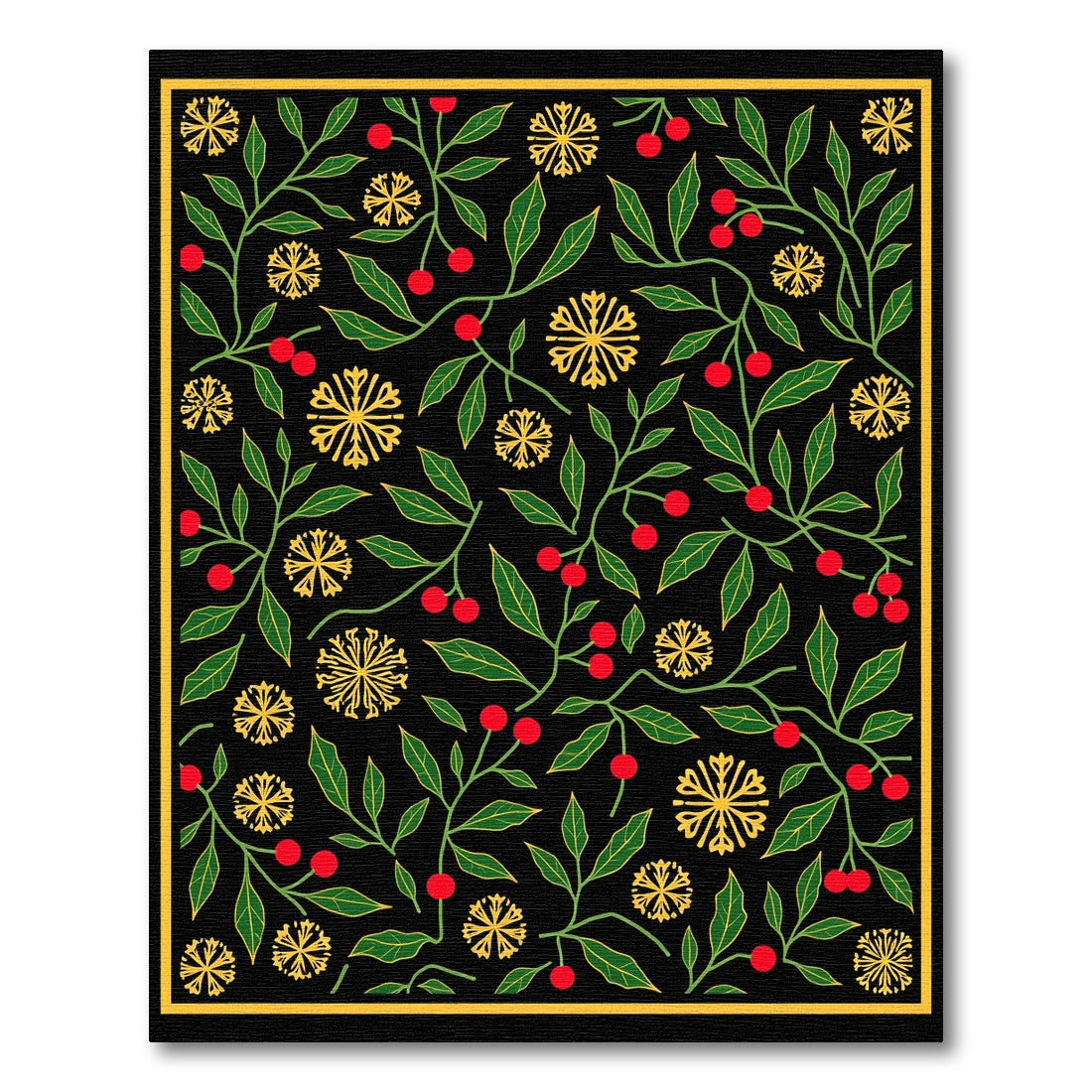 Crimson Berry Golden Starburst Flora Rug