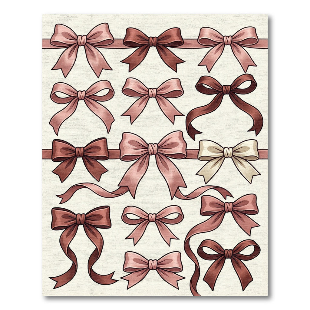 Elegant Dusty Rose Ribbon Bows Rug