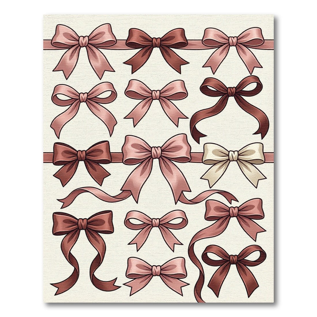 Elegant Dusty Rose Ribbon Bows Rug