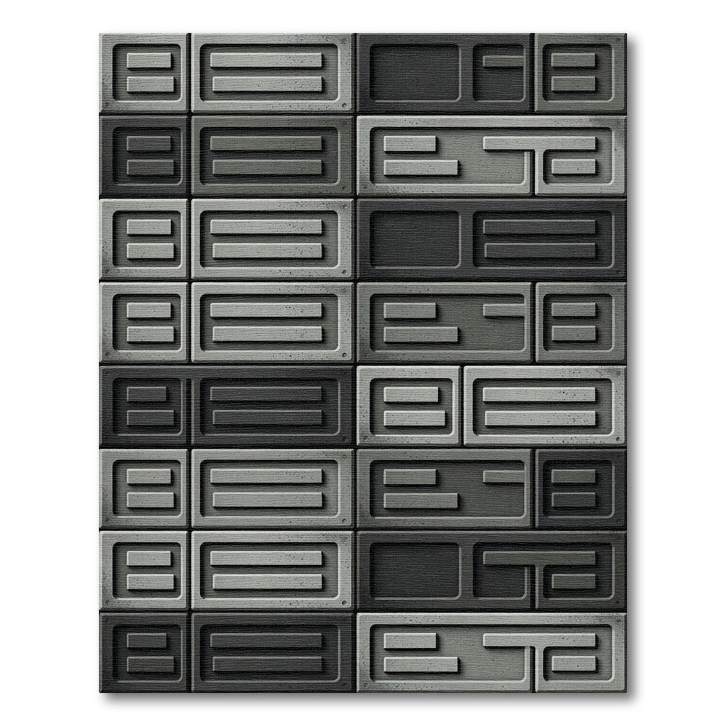 Industrial Gray Rectangular Stone Brick Rug