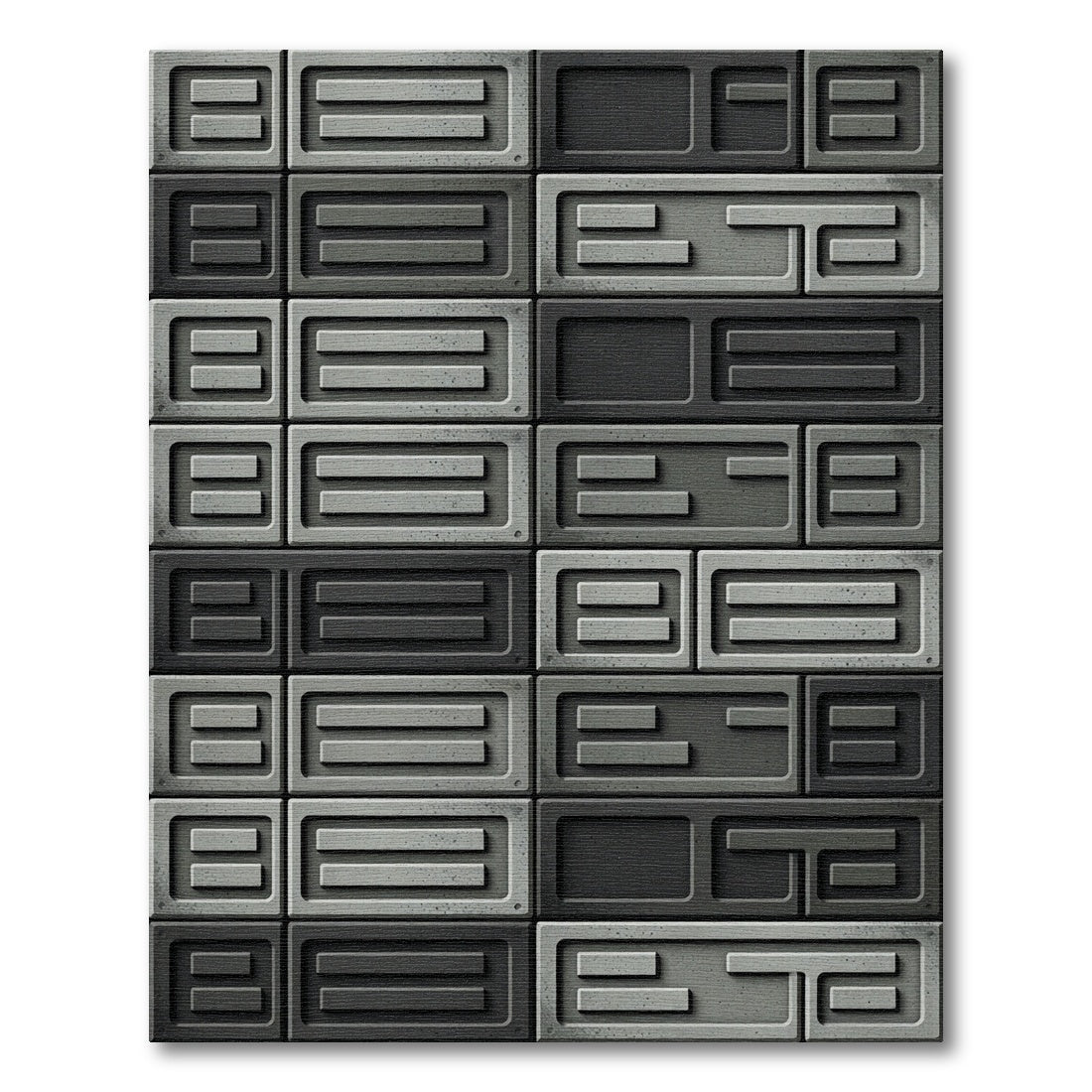 Industrial Gray Rectangular Stone Brick Rug