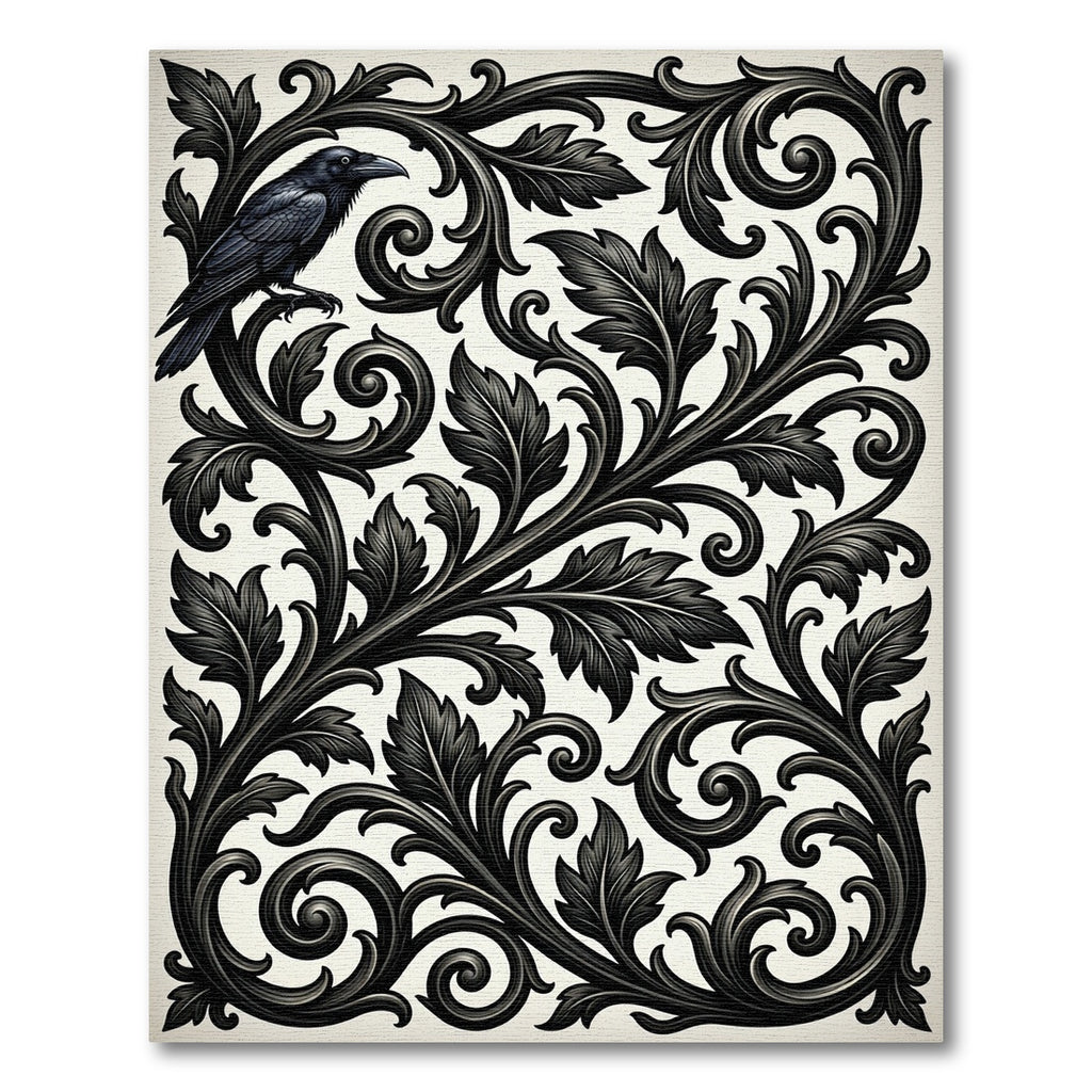 Dark Raven Scrollwork Classic Layout Rug