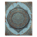 Intricate Blue Gold Filigree Medallion Rug