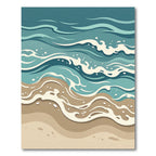 Abstract Serene Coastal Wave Ocean Art Rug