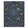 Intricate Navy Floral Bloom Medallion Rug
