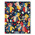 Whimsical Patchwork Teddy Bear Starry Navy Rug