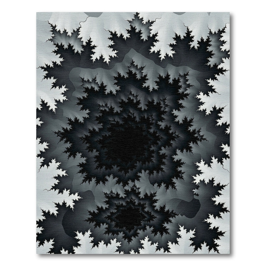Monochrome Fractal Swirl Abstract Art Rug