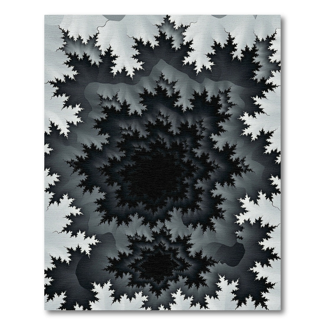 Monochrome Fractal Swirl Abstract Art Rug