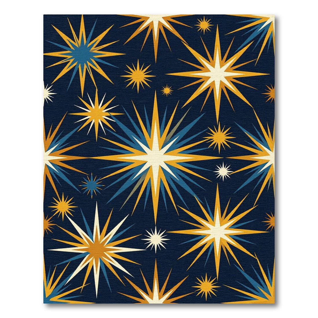 Mid Century Golden Cosmic Starry Night Rug