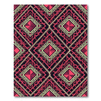 Deep Crimson Geometric Diamond Art Deco Rug