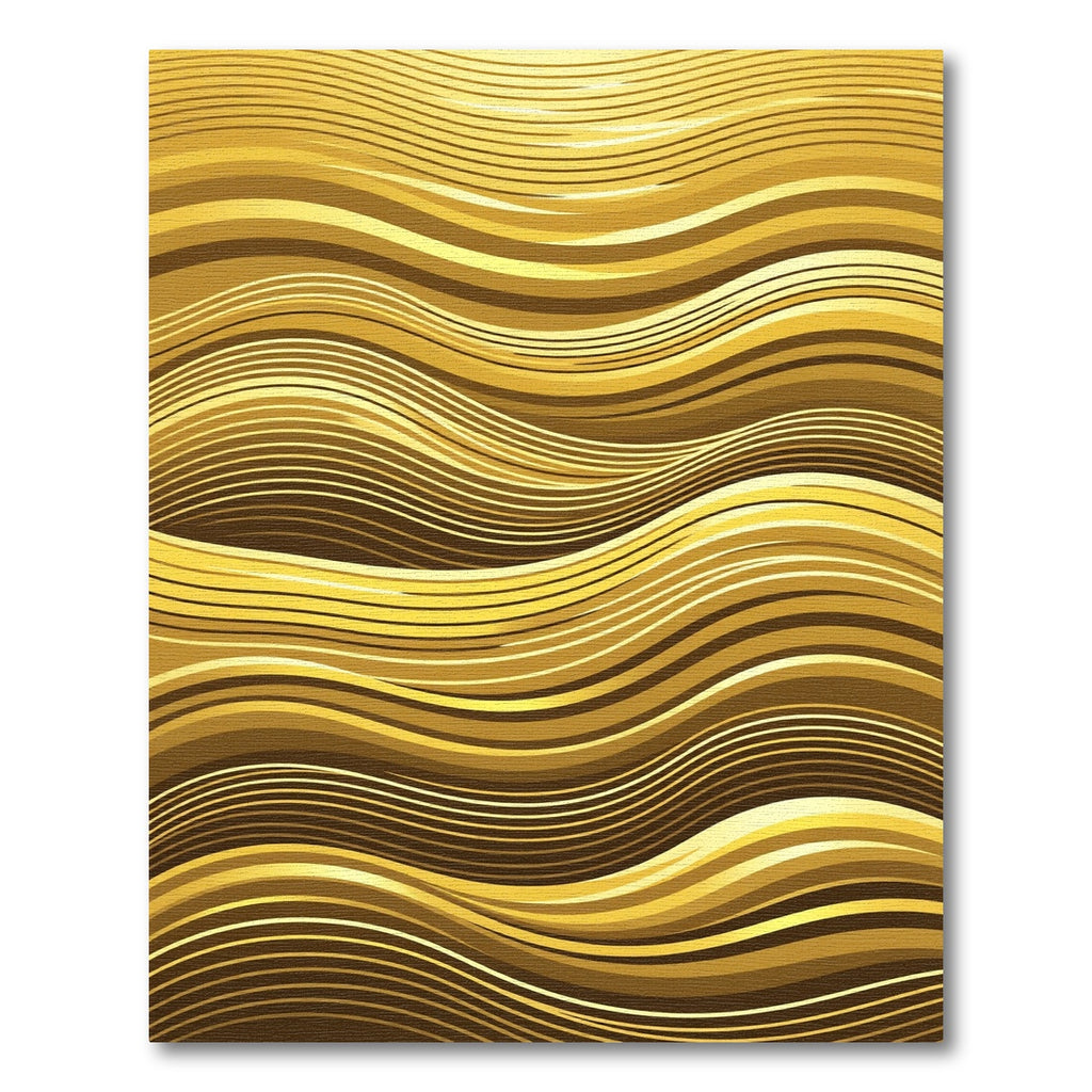 Golden Radiant Fluid Wave Abstract Rug