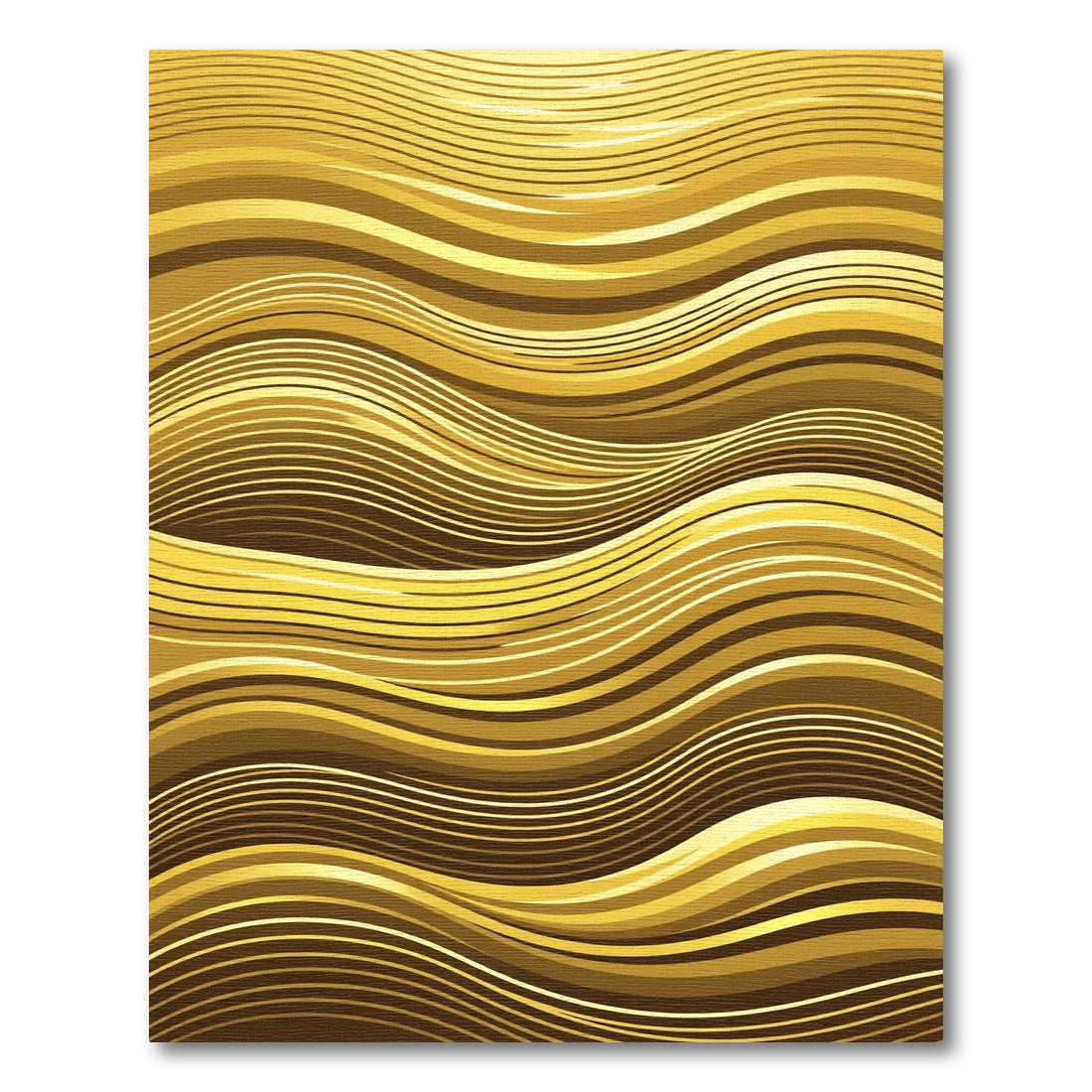 Golden Radiant Fluid Wave Abstract Rug