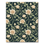 Elegant Cream Rose Floral Botanical Rug