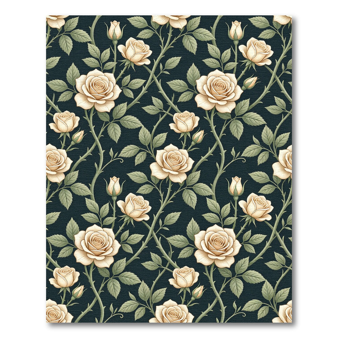 Elegant Cream Rose Floral Botanical Rug