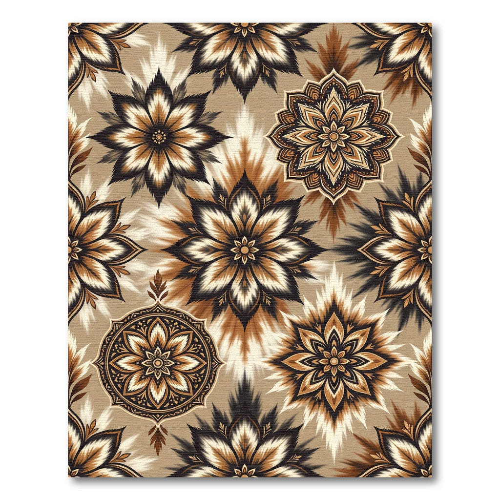 Earthy Brown Floral Mandala Textile Rug