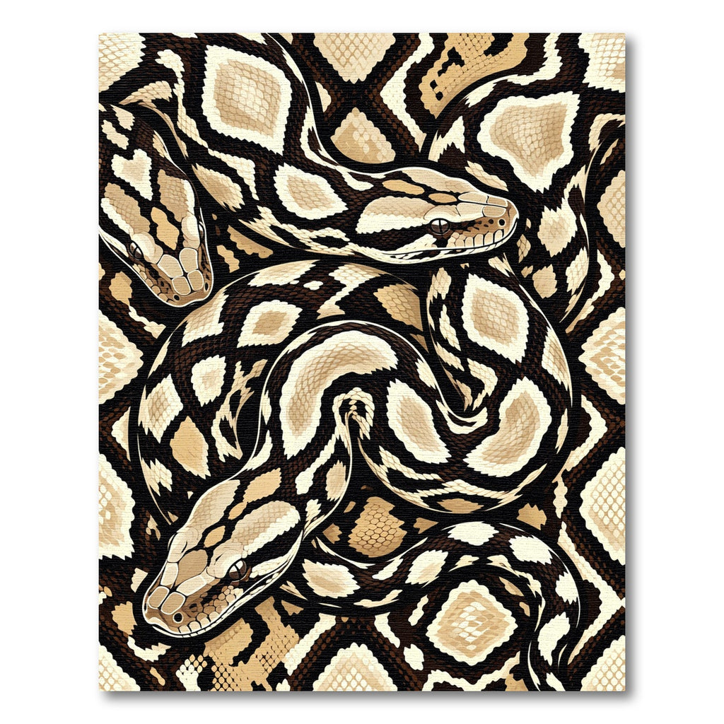Intricate Brown Python Scale Serpent Art Rug