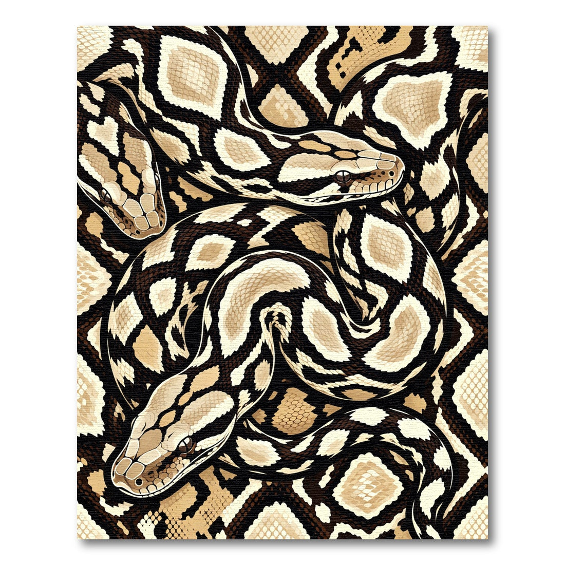 Intricate Brown Python Scale Serpent Art Rug