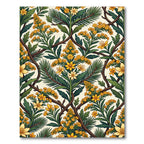 Golden Botanical Floral Folk Art Rug