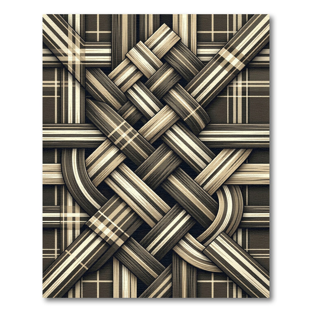 Brown Woven Stripe Plaid Weave Rug