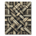 Brown Woven Stripe Plaid Weave Rug