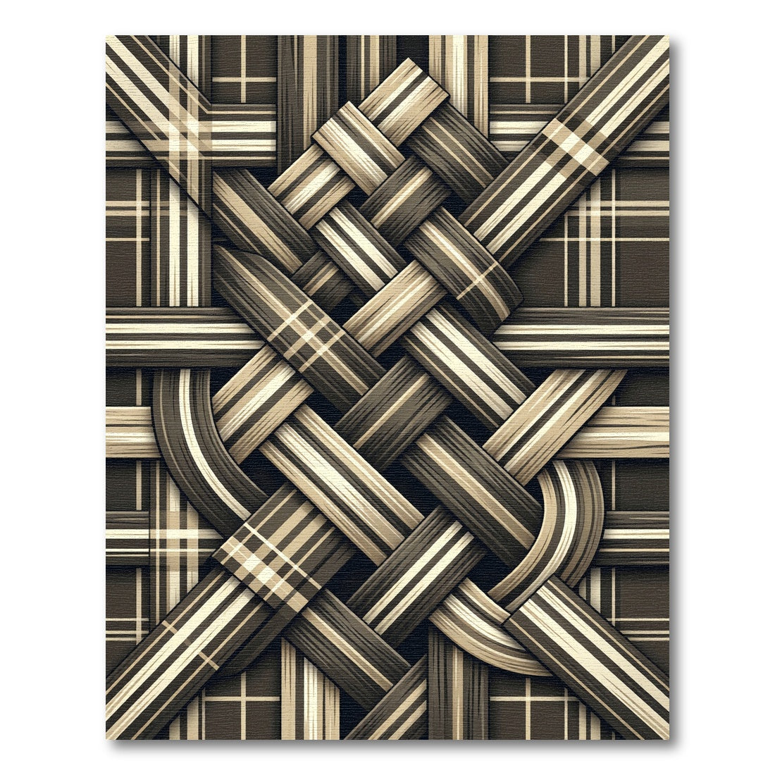 Brown Woven Stripe Plaid Weave Rug