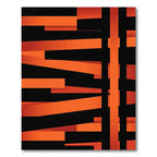 Bold Abstract Burnt Orange Geometric Stripe Rug