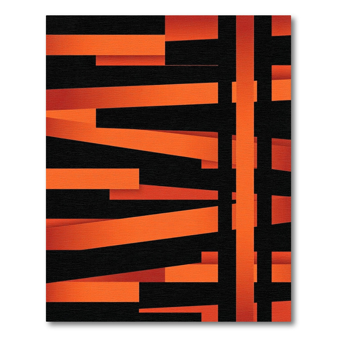 Bold Abstract Burnt Orange Geometric Stripe Rug