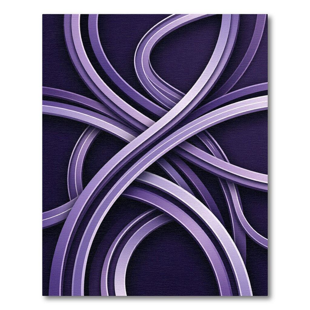 Modern Deep Violet Interlocking Curve Rug