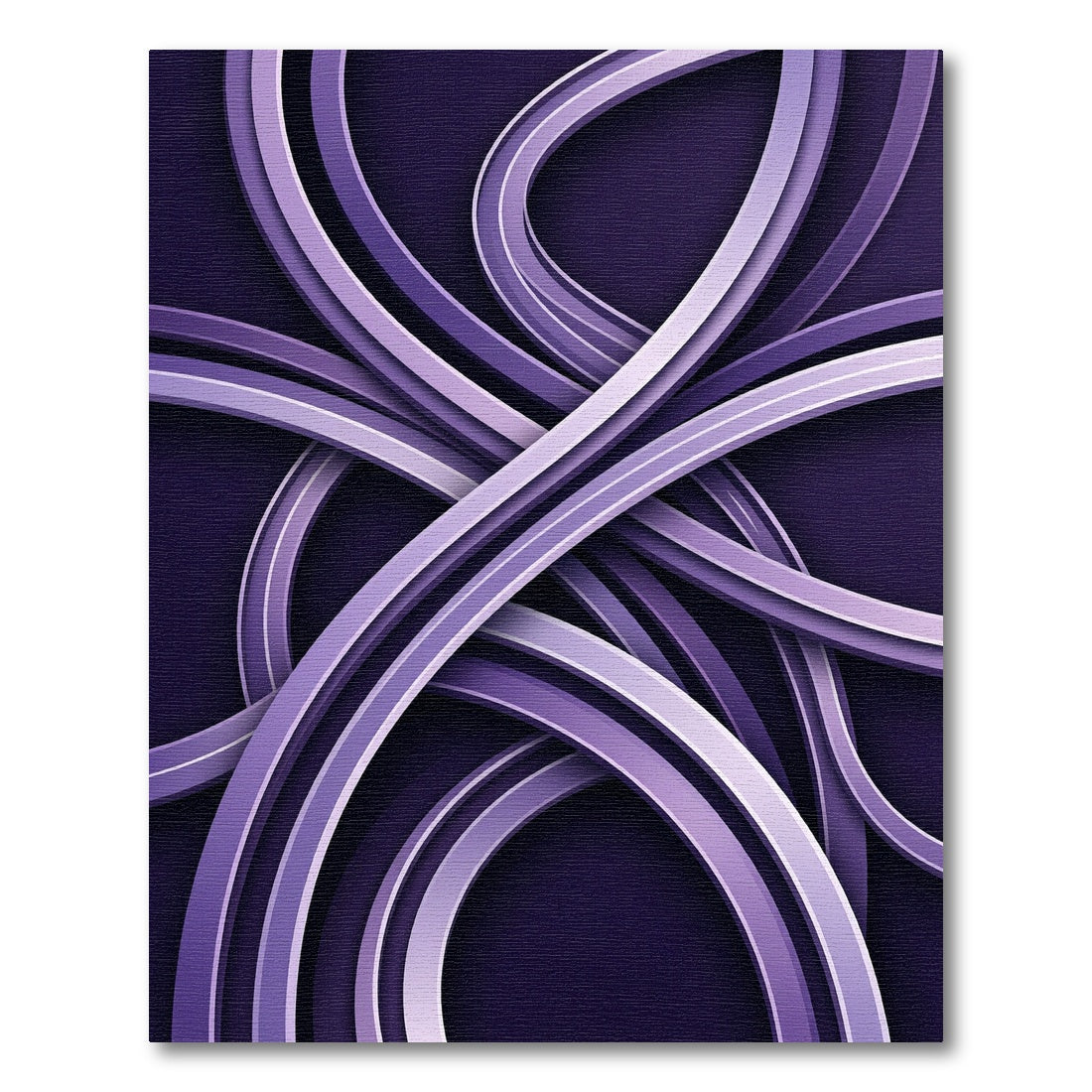 Modern Deep Violet Interlocking Curve Rug