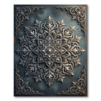 Intricate Silver Filigree Botanical Medallion Rug