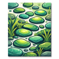 Lush Green Smooth Stone Arrangement Rug
