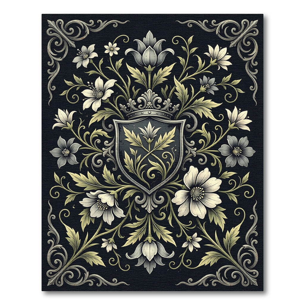 Ornate Floral Emblem Crown Rug