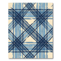 Distressed Navy Blue Plaid Geometric Rug
