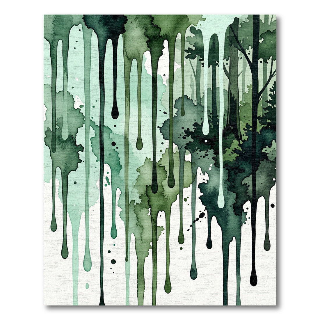 Abstract Forest Drip Watercolor Wall Art Rug