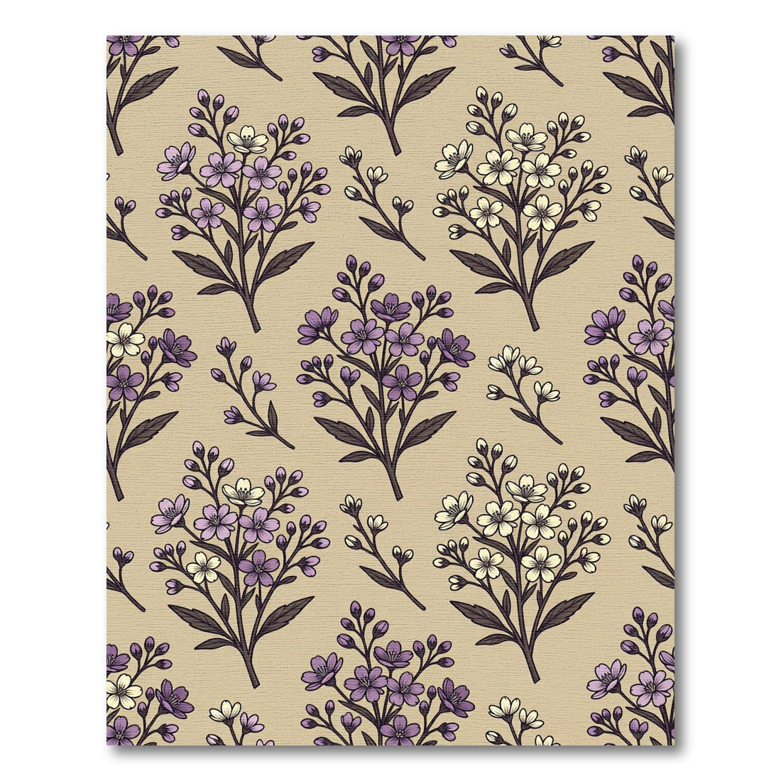 Soft Purple and Cream Floral Meadow Rug