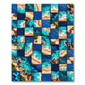 Coastal Abstract Aerial Turquoise Ocean Grid Rug