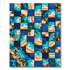 Coastal Abstract Aerial Turquoise Ocean Grid Rug
