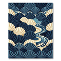 Art Deco Navy Cream Scallop Shell Rug