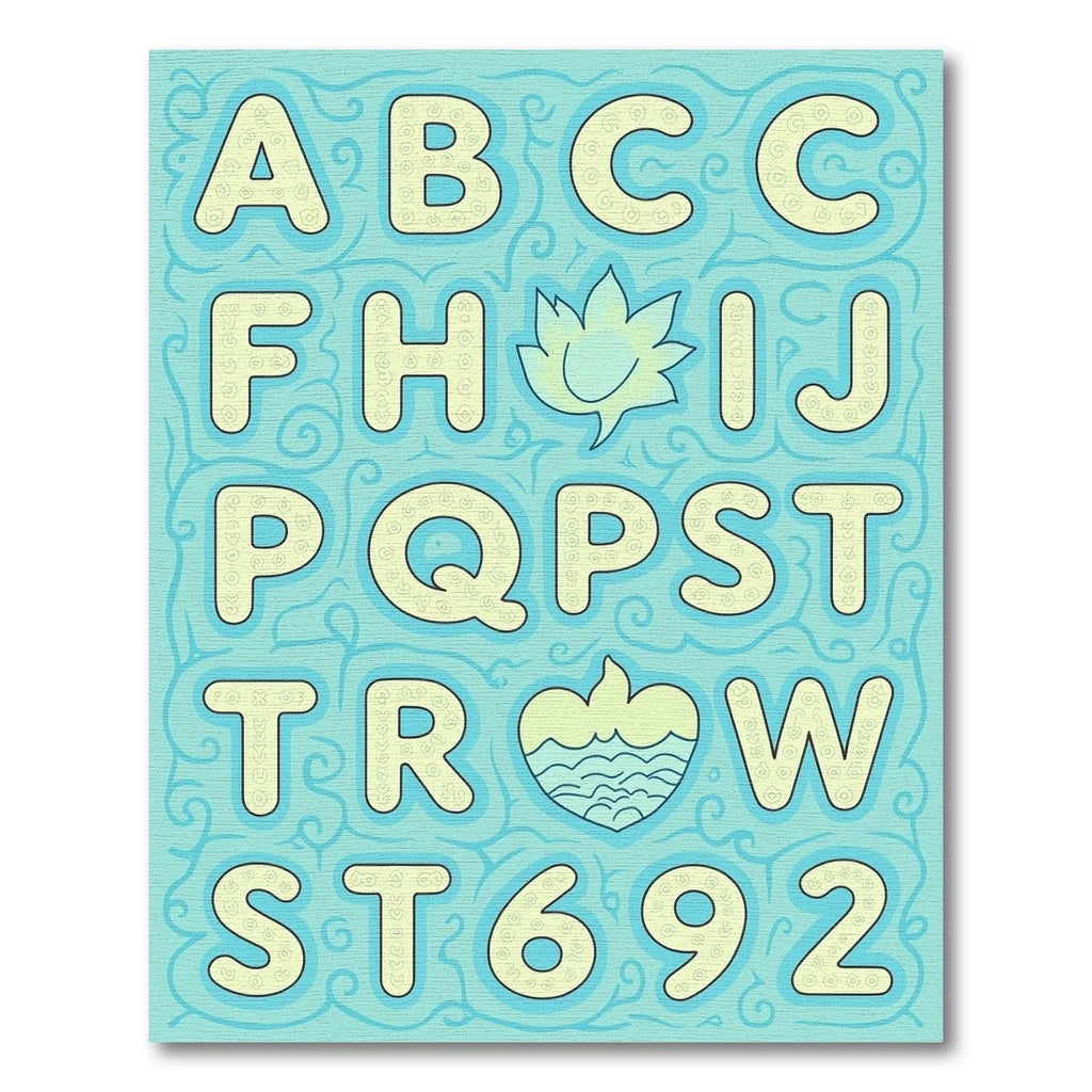 Light Blue Alphanumeric Folio Rug