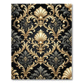 Luxurious Gold Shell Damask Black Rug