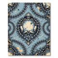 Vintage Blue Damask Laurel Wreath Rug