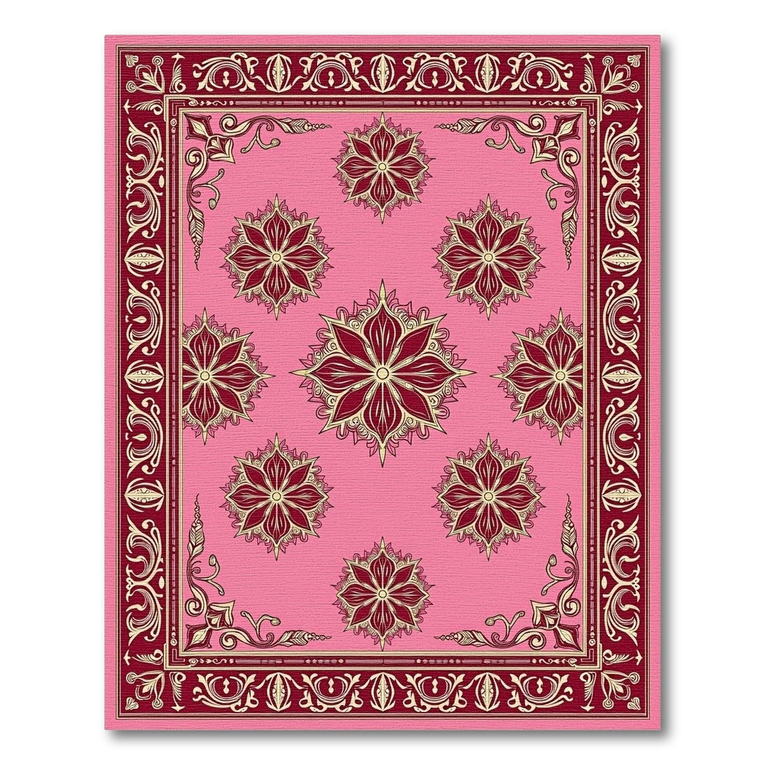 Crimson Bloom Arrangement Pink Field Rug